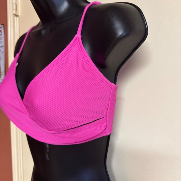 Forever 21 Pink Ribbed Wrap Bikini Top With Adjustable Straps Size S - Picture 5 of 10